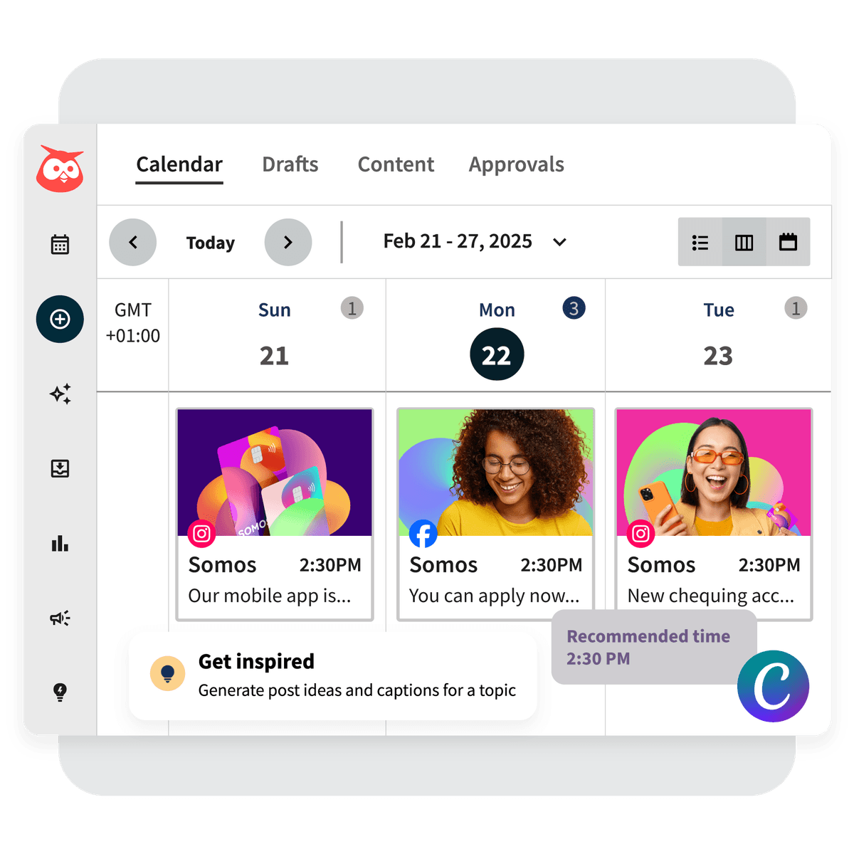Hootsuite drag-and-drop publishing calendar