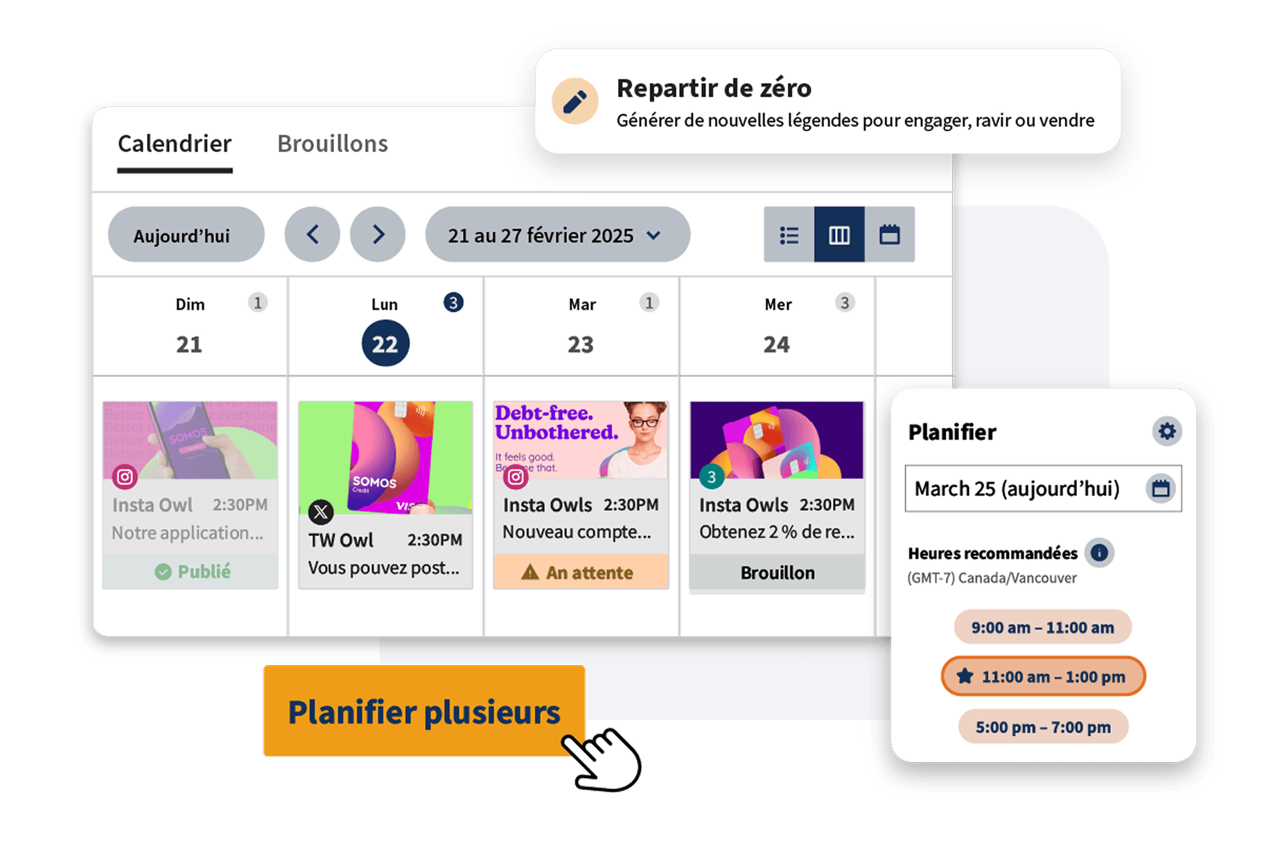 Calendrier de contenu Hootsuite